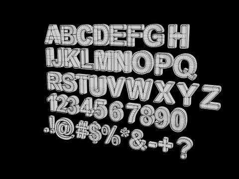 Букви і цифри англійського алфавіту 3D Модель