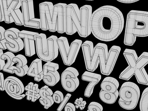 Letters and numbers of the English Alphabet Modelo 3D