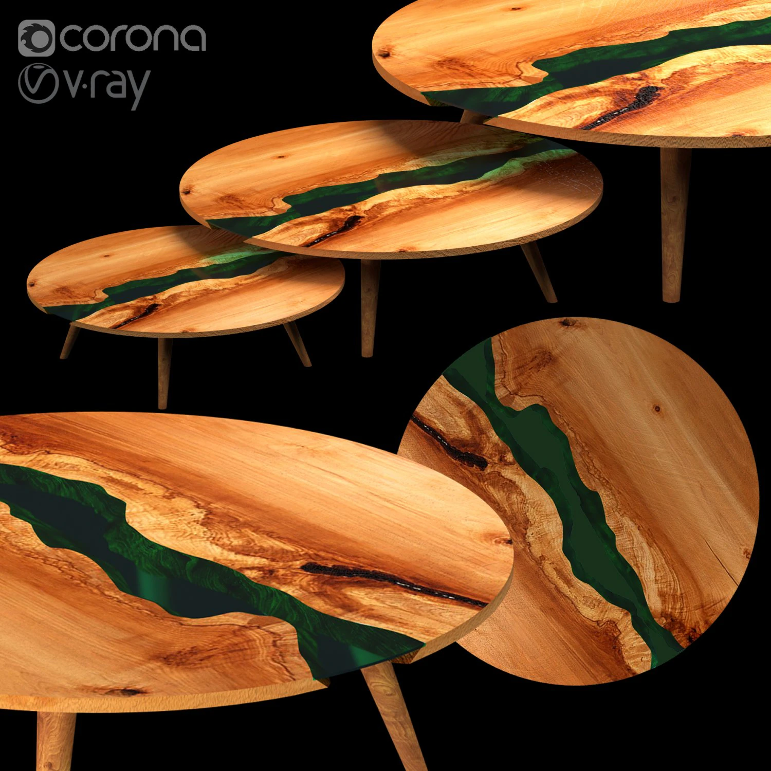 Tisch Flussholz 3D Modell .c4d .max .obj .3ds .fbx .stl .blend 