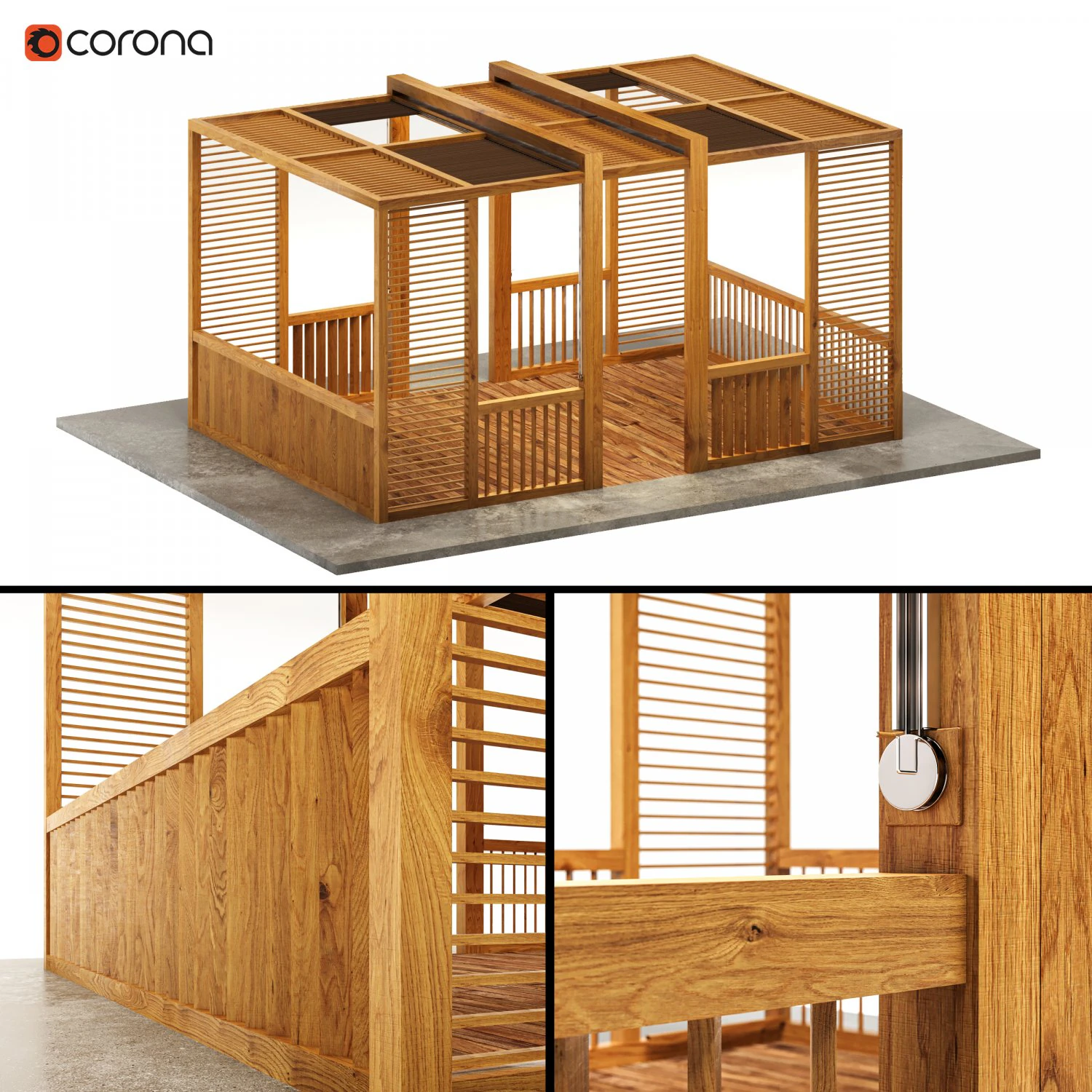 wood awaning 3D Model .c4d .max .obj .3ds .fbx .stl .blend 