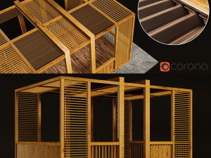 wood awaning 3D 模型
