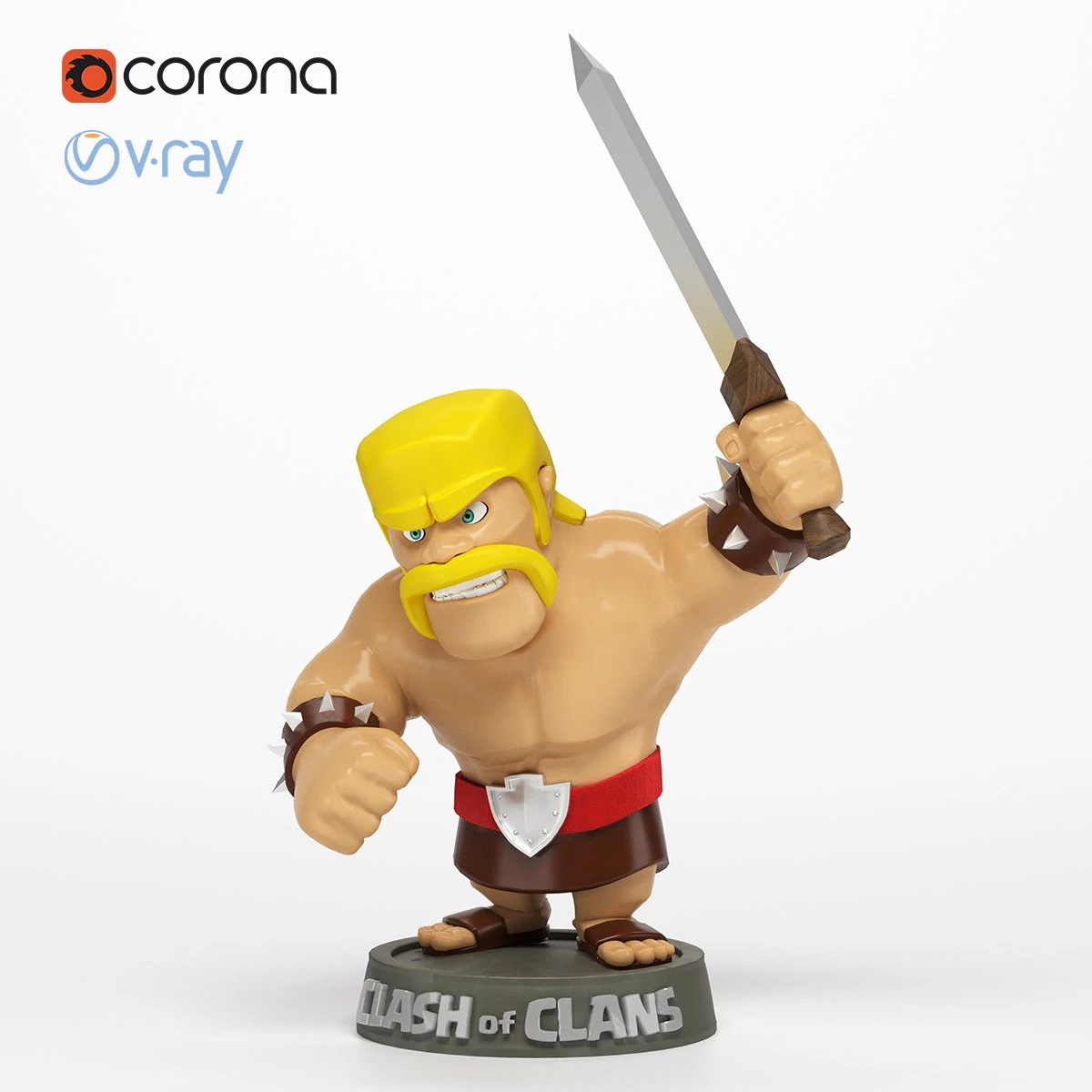 barbar clash of clans 3D Model .c4d .max .obj .3ds .fbx .stl .blend