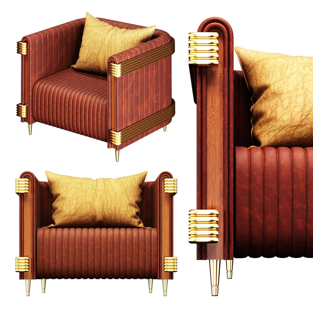 leather arm chair 01 3D Model .c4d .max .obj .3ds .fbx .stl .blend 