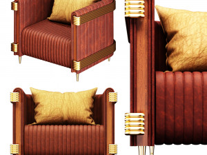 leather arm chair 01 Model 3D