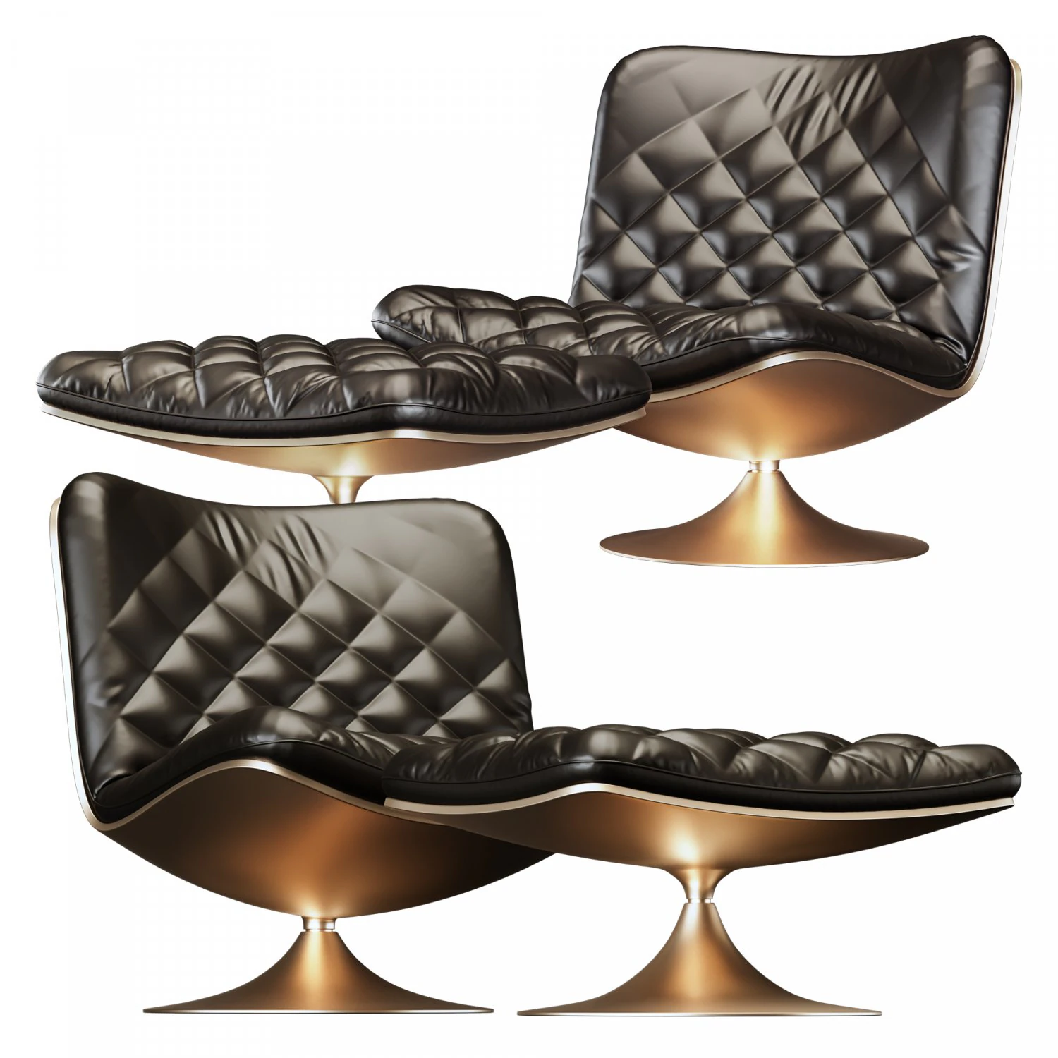 leather arm chair 02 3D Model .c4d .max .obj .3ds .fbx .stl .blend 