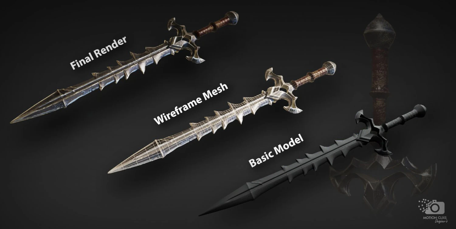 sword 3D Model .c4d .max .obj .3ds .fbx .stl .blend
