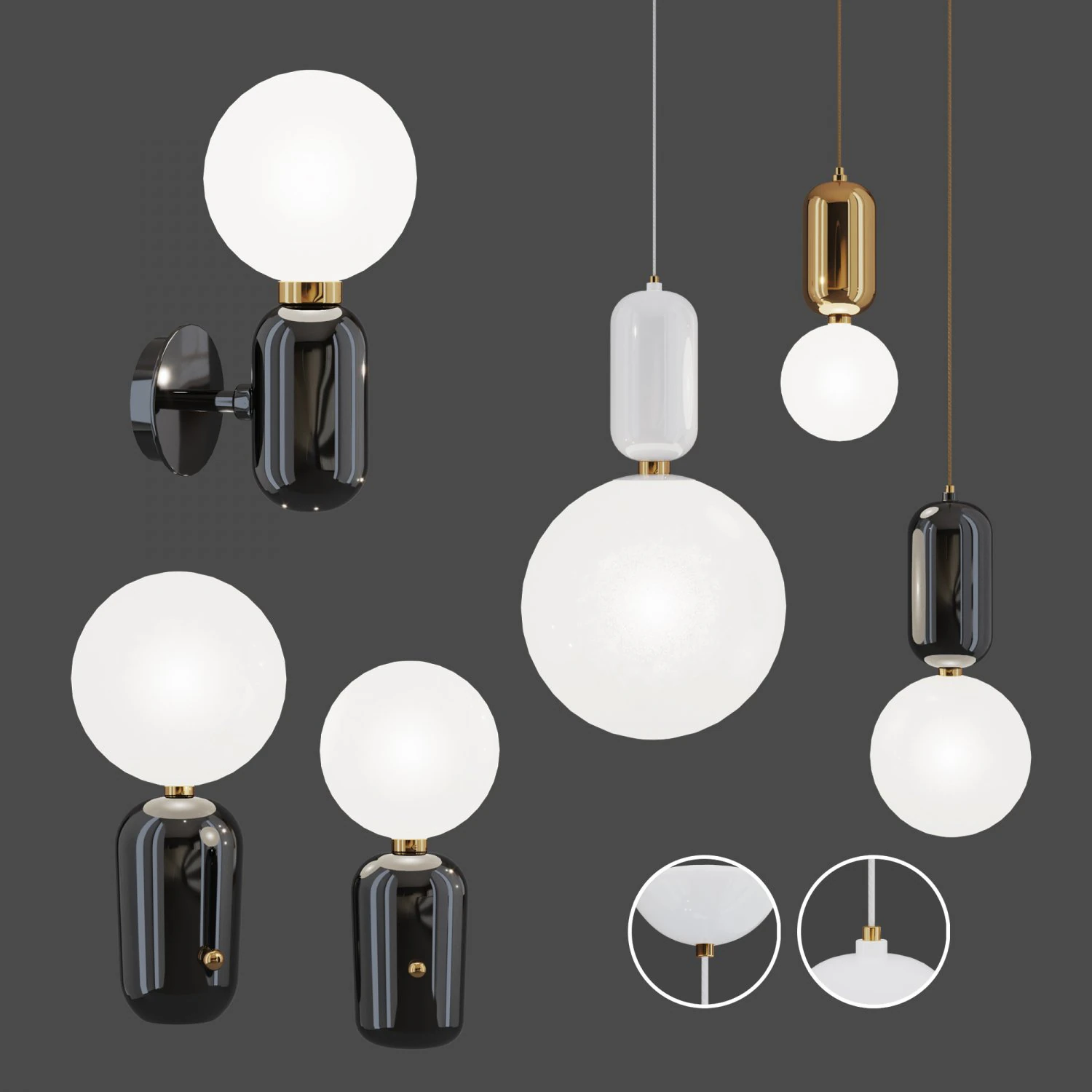 parachilna aballs lamps 3D Model .c4d .max .obj .3ds .fbx .stl .blend 