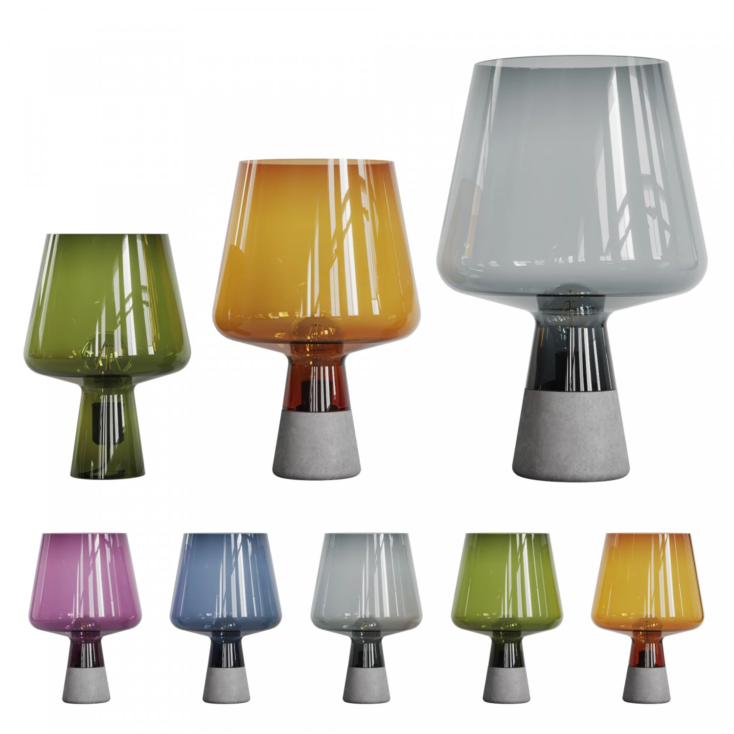 nordic glass cement table lamp 3 lamps 5 materials 3D Model .c4d .max .obj .3ds .fbx .stl .blend 