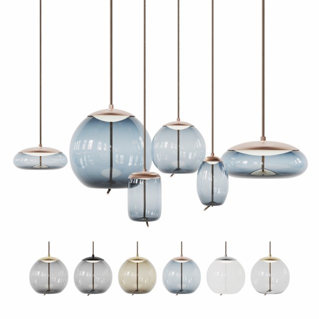 knot disco led glass pendants 6 pendants 6 materials Modelo 3D .c4d .max .obj .3ds .fbx .stl .blend 