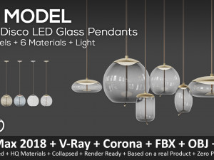 knot disco led glass pendants 6 pendants 6 materials Modelo 3D