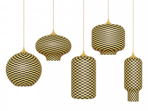 glass pendant lights 5 pendants 2 bulbs Modello 3D