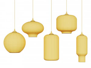 glass pendant lights 5 pendants 2 bulbs 3D Model