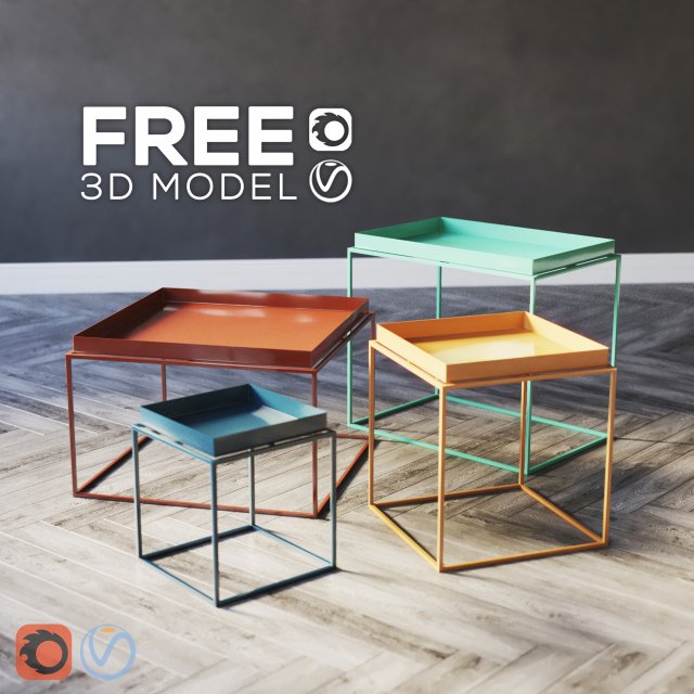 tray tables - 4 models - 7 colors 3D Model .c4d .max .obj .3ds .fbx .stl .blend 