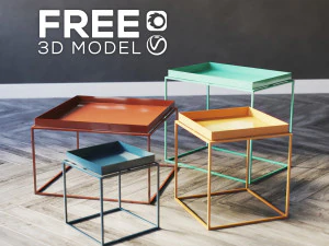 mesas bandejas - 4 modelos - 7 cores Modelo 3D