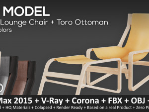 toro lounge chair toro ottoman 3D Модель