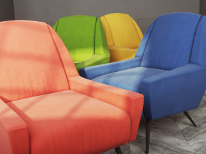 roco accent armchair - 4 colors Model 3D