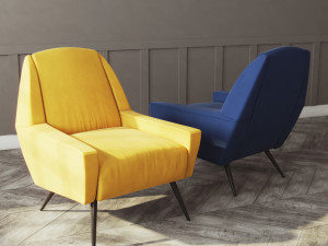 roco accent armchair - 4 colors Model 3D