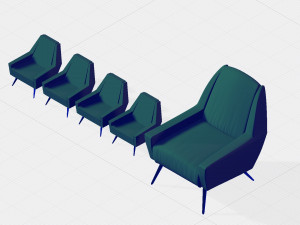 roco accent armchair - 4 colors Model 3D
