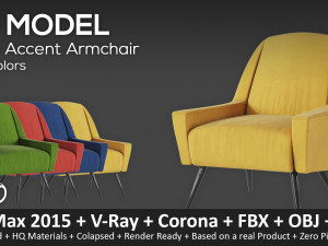 roco accent armchair - 4 colors Model 3D