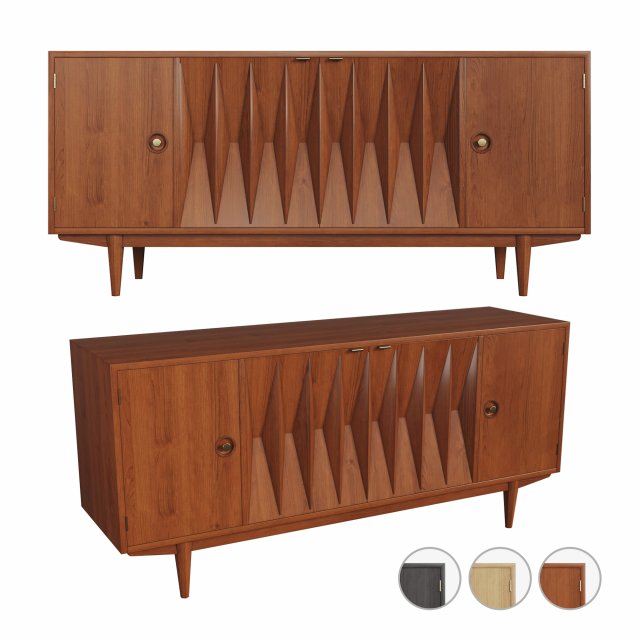 mid-century modern walnut buffet 3 colors 3D Model .c4d .max .obj .3ds .fbx .stl .blend 