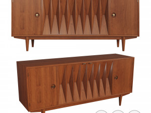 mid-century modern walnut buffet 3 colors Modelo 3D