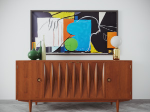 mid-century modern walnut buffet 3 colors 3D Model