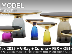 bell tables set - 3 models - 10 materials 3D Model