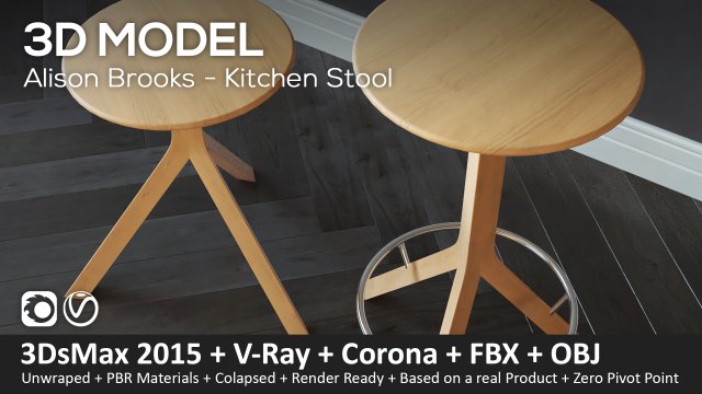 alison brooks kitchen stool 3D Model .c4d .max .obj .3ds .fbx .stl .blend