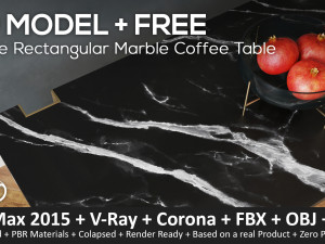 alcide rectangular marble coffee tables Modello 3D