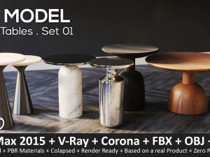 side tables set 01 3D Model