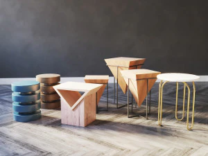 サイドテーブルセット04 3Dモデル