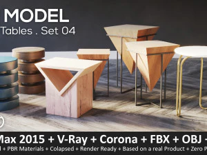 サイドテーブルセット04 3Dモデル