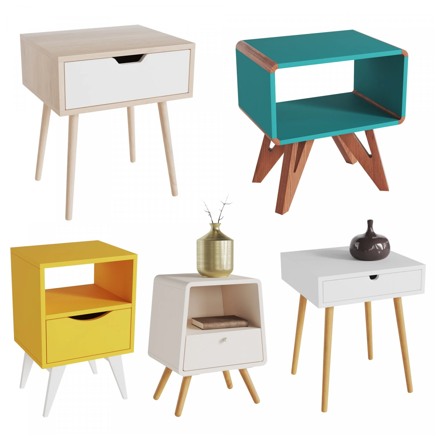 side tables set 05 3D Model .c4d .max .obj .3ds .fbx .stl .blend 