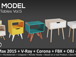 side tables set 05 3D मॉडल