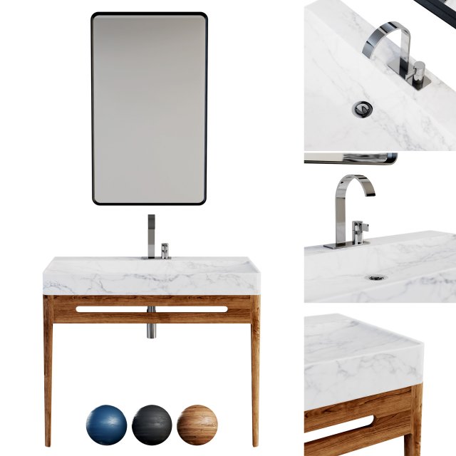 Bathroom 8 Fiji1 with 3 Materials 3D Model .c4d .max .obj .3ds .fbx .stl .blend 