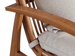 CB2 - Noelie Rattan Lounge Chair with Cushion 3D Модель