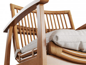 CB2 - Noelie Rattan Lounge Chair with Cushion 3D Модель