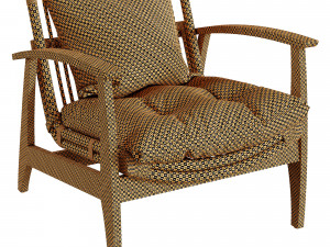 CB2 - Noelie Rattan Lounge Chair with Cushion 3D Модель
