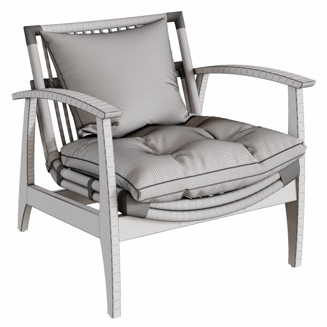 Noelie rattan lounge chair top with black cushion