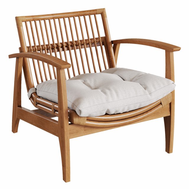 Noelie rattan lounge sale chair with white cushion