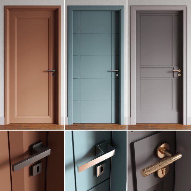 Doors 2 3 models 3D Model .c4d .max .obj .3ds .fbx .stl .blend 