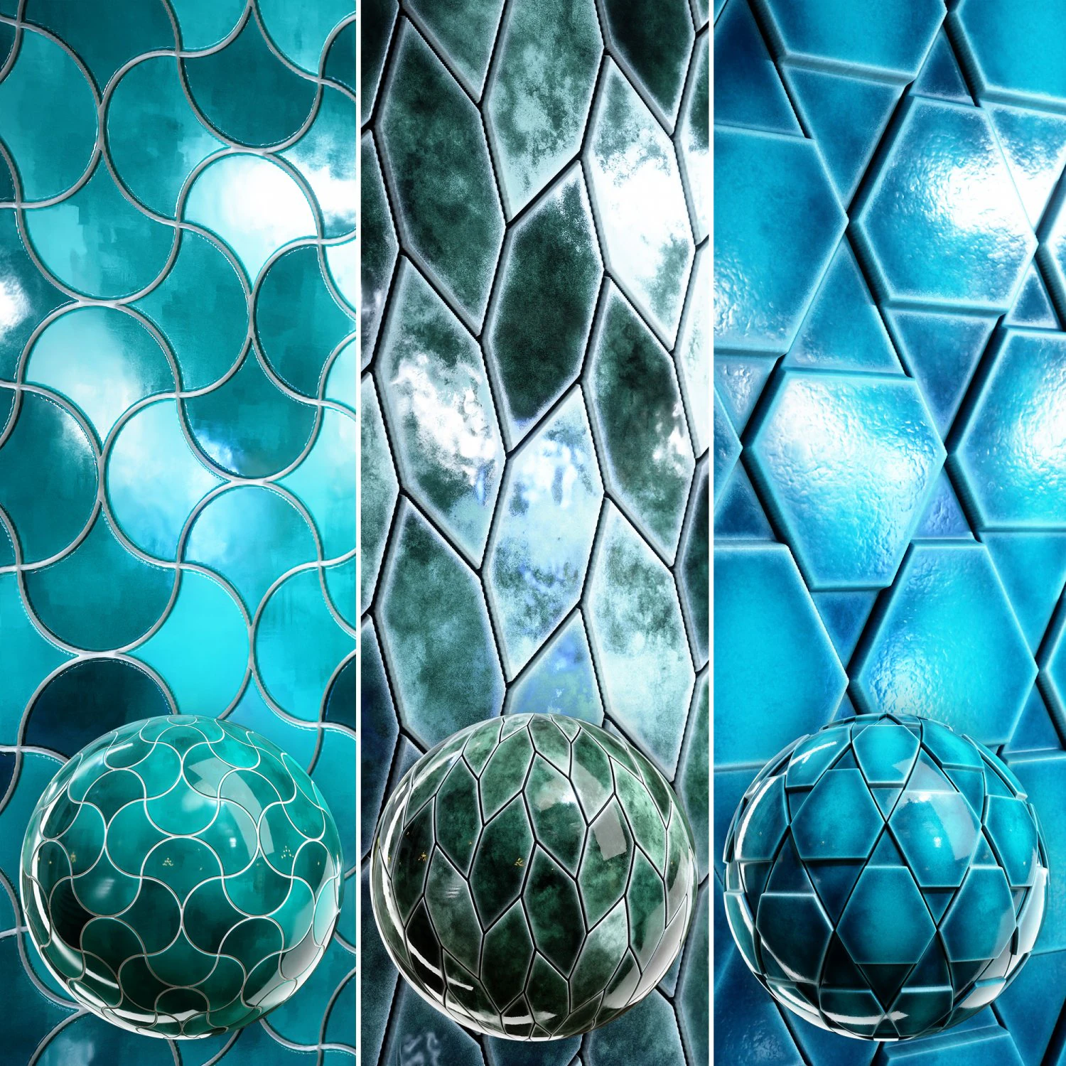 Tile 4K Materials A6 - 3 materials CG Textures .c4d .max .obj .3ds .fbx .stl .blend 