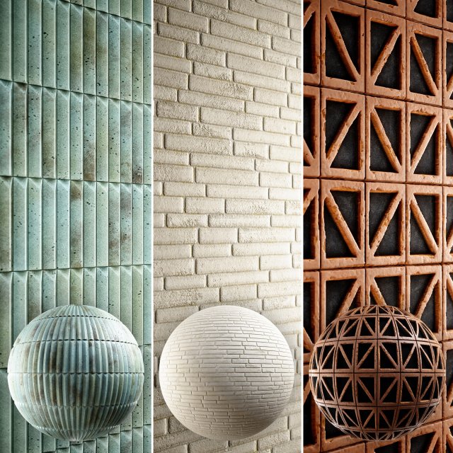 Brick 4K Materials V2-2 - 3 materials CG Textures .c4d .max .obj .3ds .fbx .stl .blend 