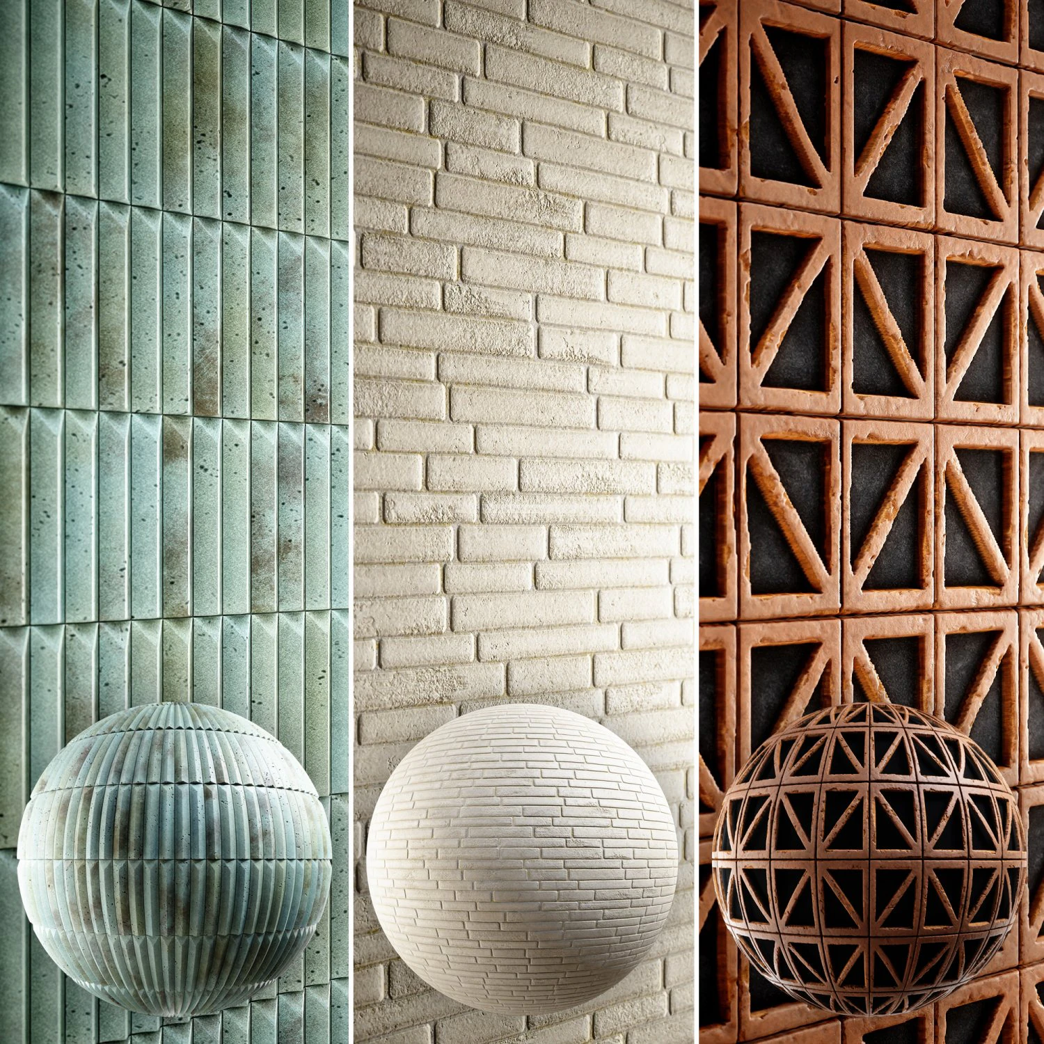 Brick 4K Materials V2-2 - 3 materials CG Textures .c4d .max .obj .3ds .fbx .stl .blend 
