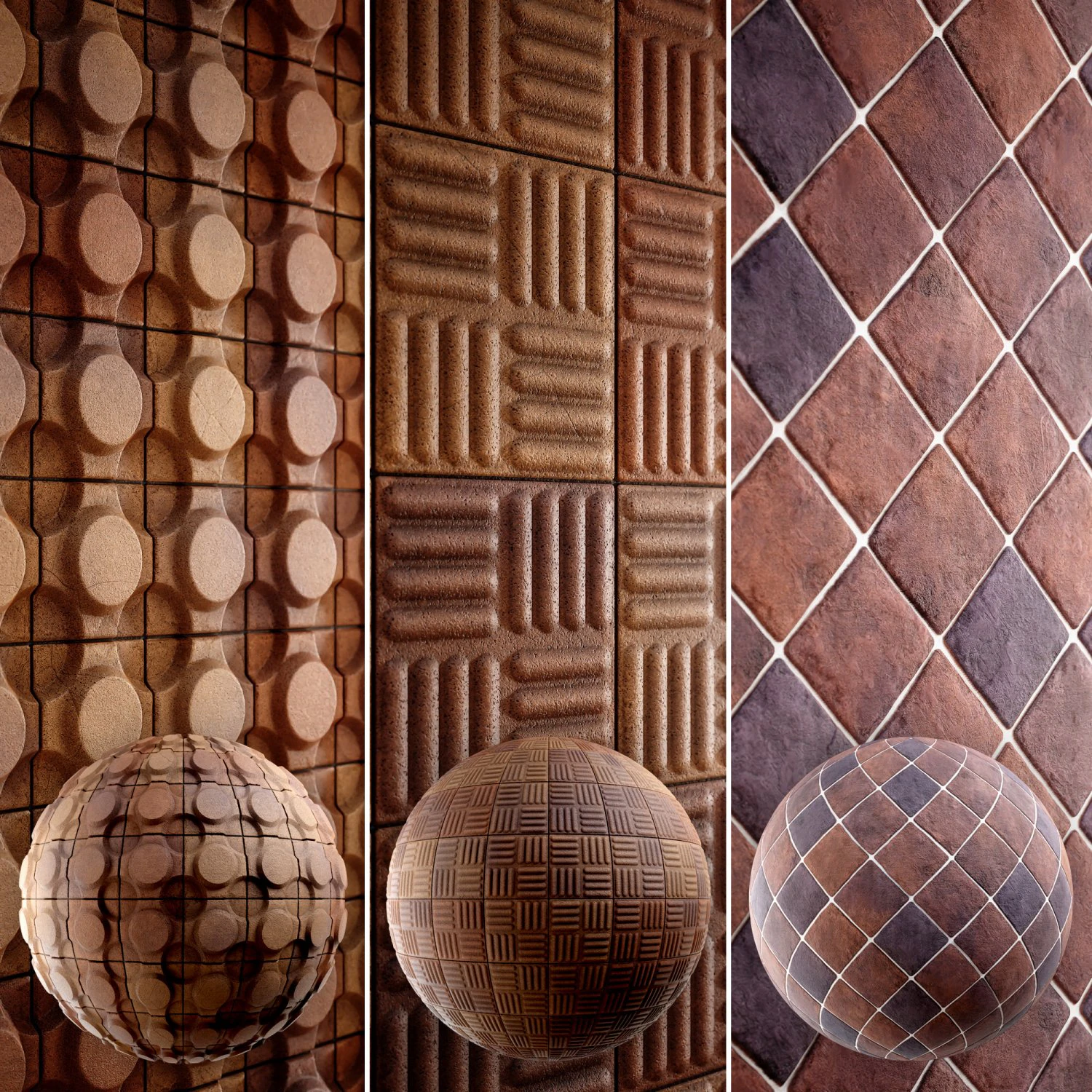 Brick 4K Materials V2-3 - 3 materials CG Textures .c4d .max .obj .3ds .fbx .stl .blend