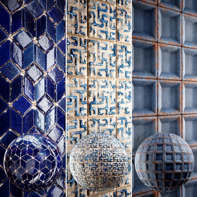 Brick 4K Materials V2-6 - 3 materials CG टेक्स्चर्स .c4d .max .obj .3ds .fbx .stl .blend 