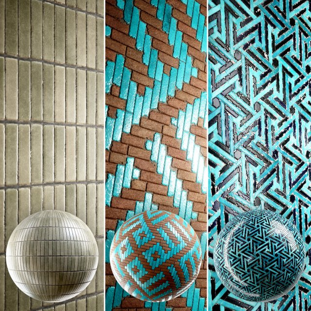 Brick 4K Materials V2-7 - 3 materials CG テクスチャ .c4d .max .obj .3ds .fbx .stl .blend 
