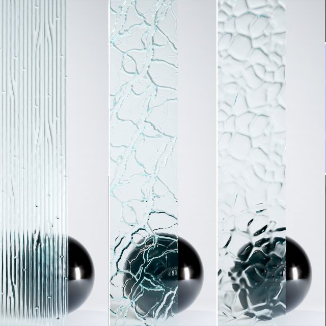 Glass 4K Materials V1-3 - 3 materials Tekstur CG .c4d .max .obj .3ds .fbx .stl .blend 
