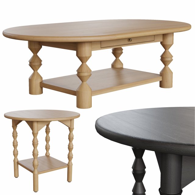 Lulu and Georgia - Topia Oval Coffee Table and Side Table Modèle 3D .c4d .max .obj .3ds .fbx .stl .blend 