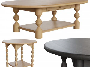 Lulu et Georgia - Table basse et table d'appoint ovale Topia Modèle 3D